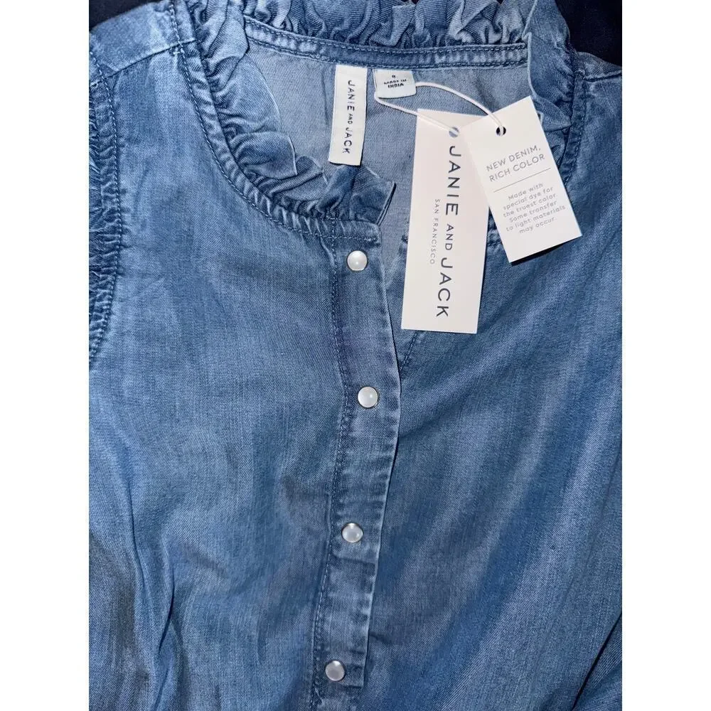JANIE AND JACK DENIM JUMPER ONE PIECE - size 8 , NEW WITH TAGS